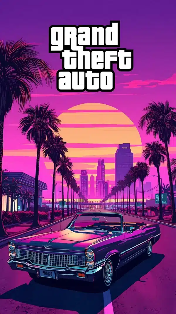 صحنه اکشن با خودروی اسپرت در GTA 6 - والپیپر HD