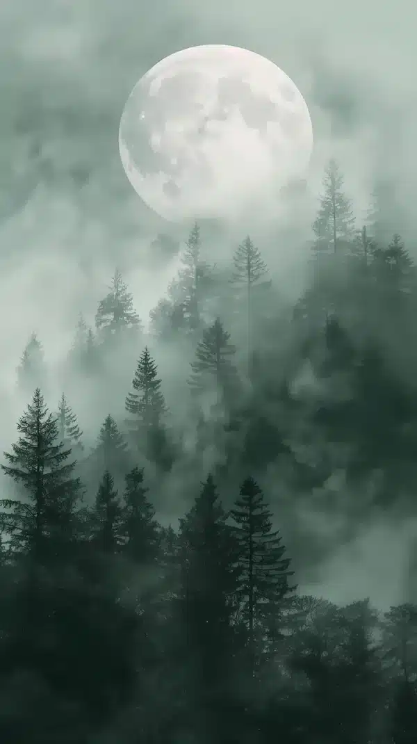 والپیپر جنگل مه‌آلود صبحگاهی