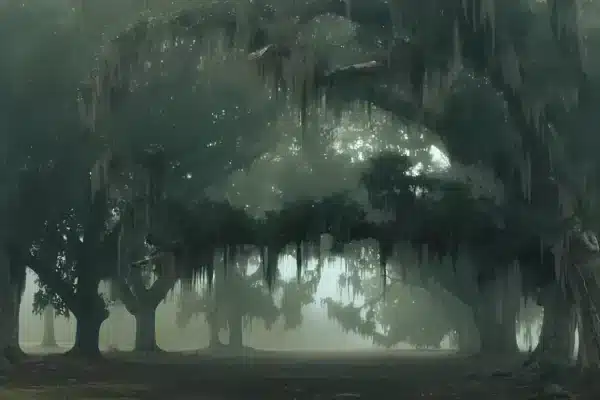 والپیپر جنگل مه‌آلود صبحگاهی