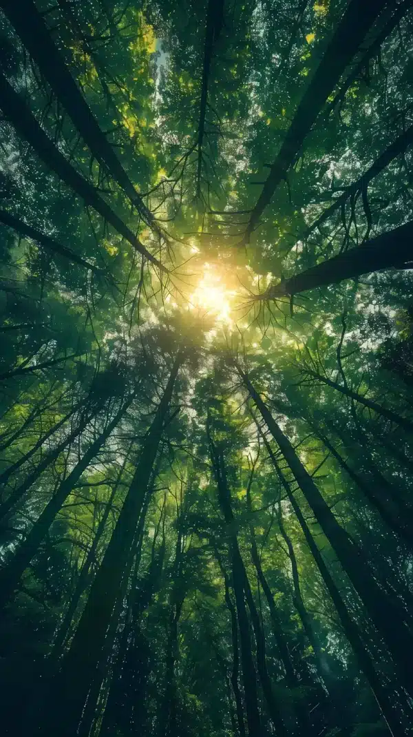 والپیپر جنگل با نور خورشید