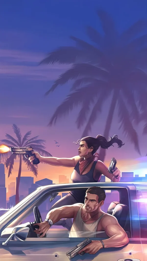 کاراکترهای اصلی GTA 6 جیسون و لوسیا - والپیپر HD