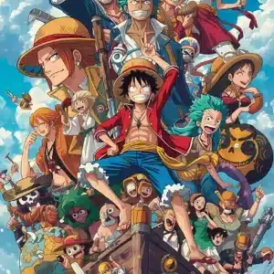 والپیپر انیمه One Piece Elbaf با لوفی و سرزمین غول‌ها - کیفیت 4K