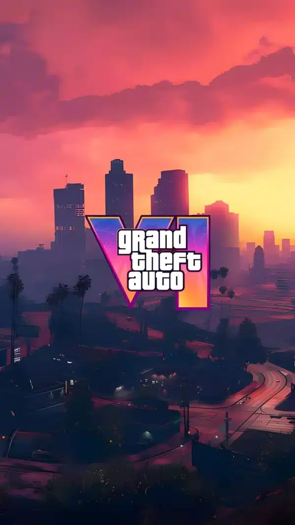 لوگوی مینیمال GTA VI با طراحی نئون - والپیپر موبایل