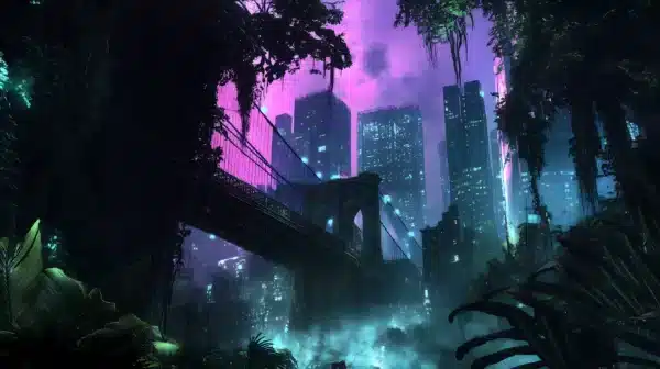 والپیپر فوتوریستی و تکنولوژی 2026 با افکت نئونی - HD