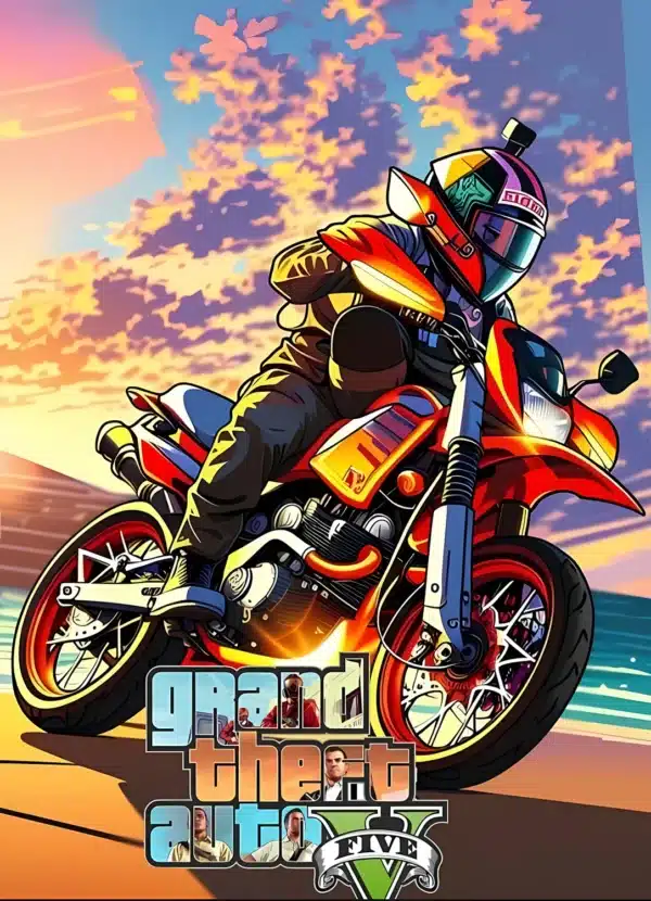 موتورسیکلت کلاسیک در ساحل وایس‌سیتی GTA 6 - والپیپر HD