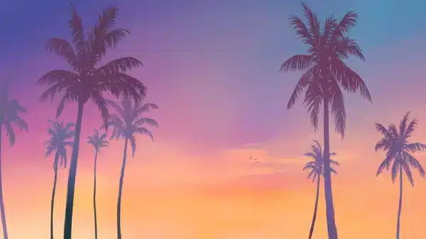 نمای شهر وایس‌سیتی GTA 6 با نورهای نئونی صورتی - والپیپر 4K