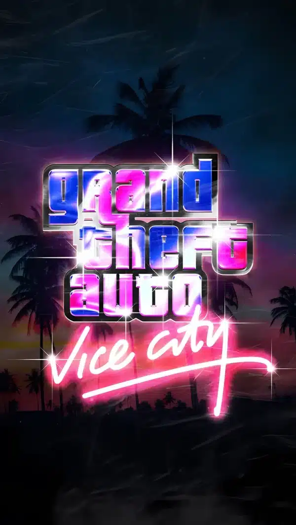 لوگوی مینیمال GTA VI با طراحی نئون - والپیپر موبایل