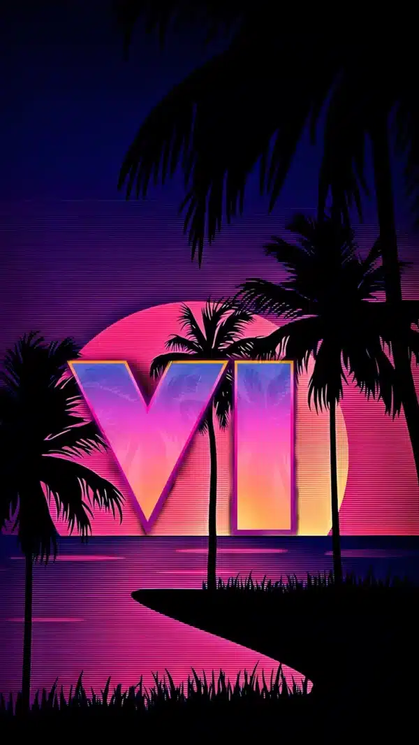 لوگوی مینیمال GTA VI با طراحی نئون - والپیپر موبایل