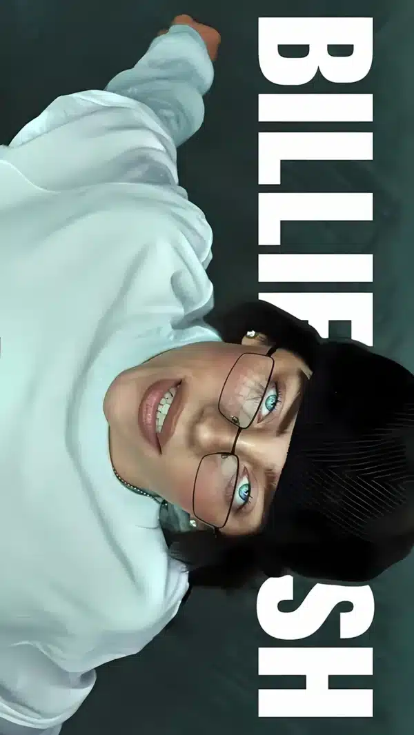 تصویر زمینه بیلی آیلیش با لوگو شخصی و طراحی خاص