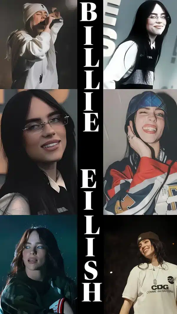 تصویر زمینه بیلی آیلیش با لوگو شخصی و طراحی خاص