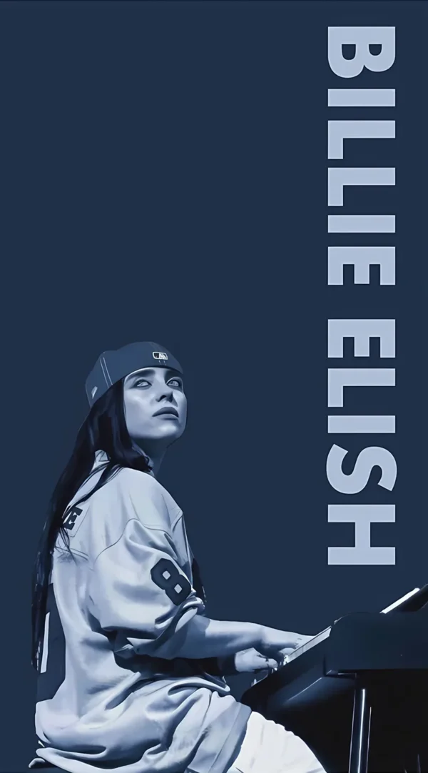 تصویر زمینه بیلی آیلیش با لوگو شخصی و طراحی خاص