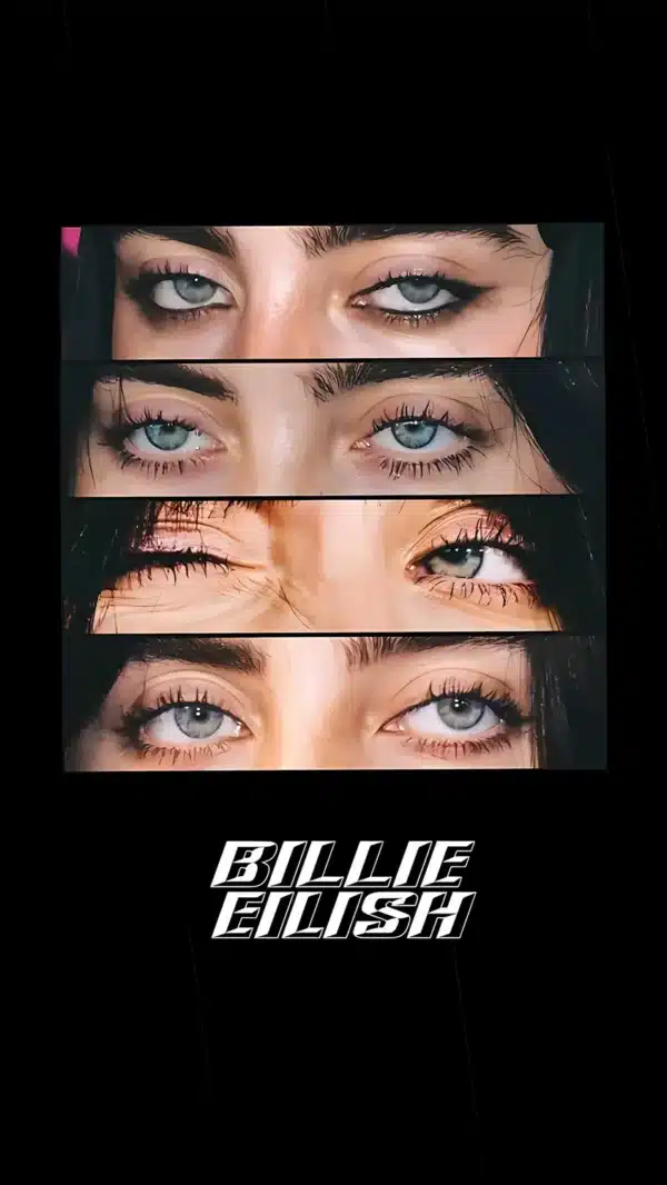 تصویر زمینه بیلی آیلیش با لوگو شخصی و طراحی خاص