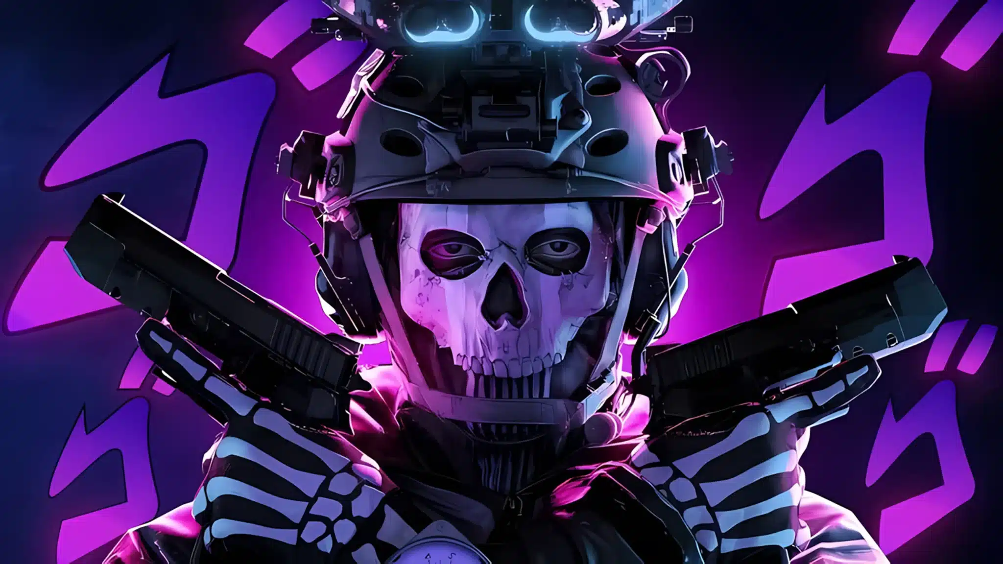 والپیپر Call of Duty گوست با نور های بنفش