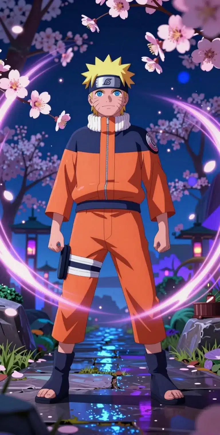 والپیپر ناروتو Uzumaki در باغی نئونی – مدل NAR3