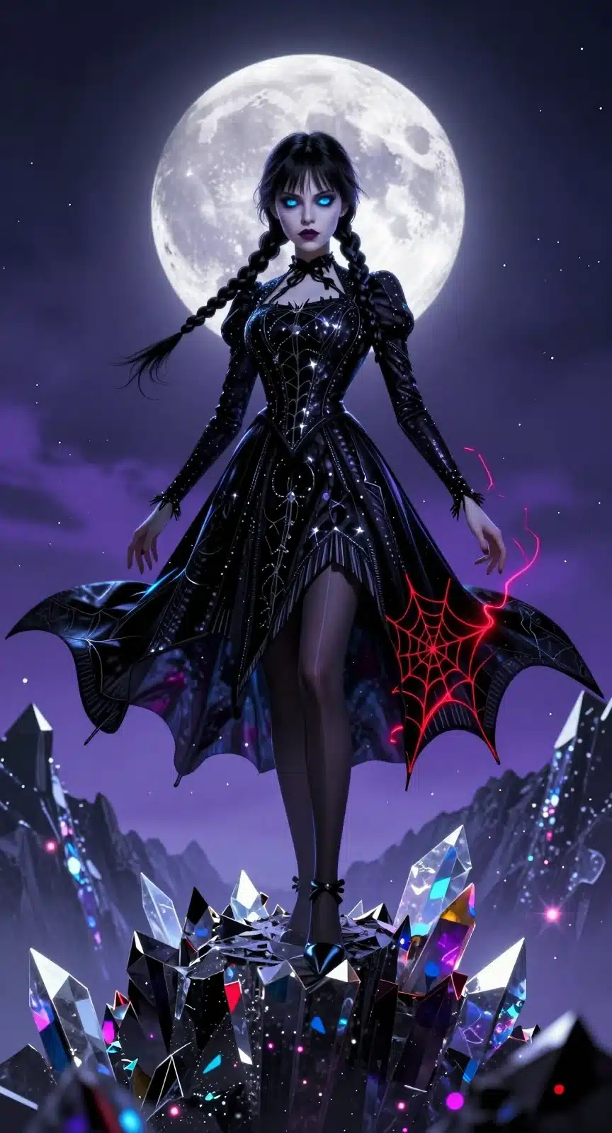 والپیپر 8K ونزدی آدامز در محیط فانتزی تاریک با جزئیات فوق‌العاده