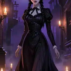 والپیپر انیمه‌ای ونزدی آدامز در یک کوچه تاریک با نور شمع