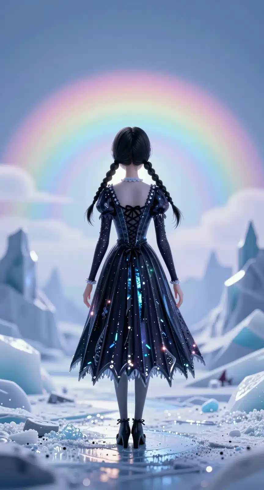 والپیپر انیمه‌ای ونزدی آدامز در منظره مینیاتوری با نورپردزی رویایی